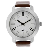 Fastrack Quartz Analog White Dial Leather Strap Watch for Guys - 3120SL01