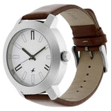 Fastrack Quartz Analog White Dial Leather Strap Watch for Guys - 3120SL01