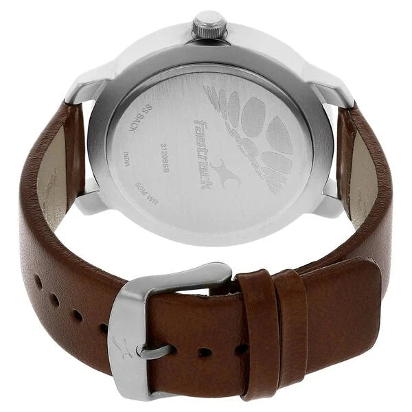 Fastrack Quartz Analog White Dial Leather Strap Watch for Guys - 3120SL01 - KRISHNA WATCH COMPANY