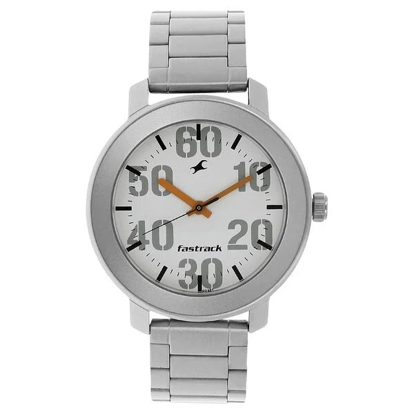 Fastrack Quartz Analog White Dial Stainless Steel Strap Watch for Guys 3121sm01