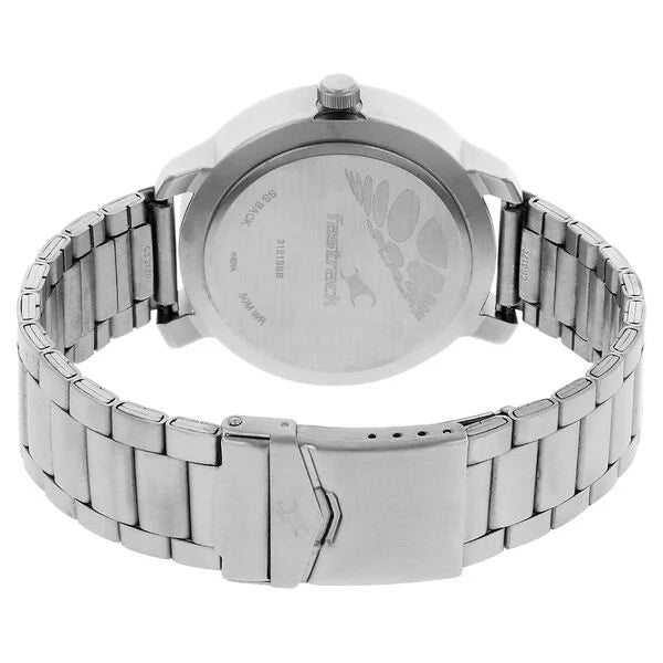 Fastrack Quartz Analog White Dial Stainless Steel Strap Watch for Guys 3121sm01 - KRISHNA WATCH COMPANY