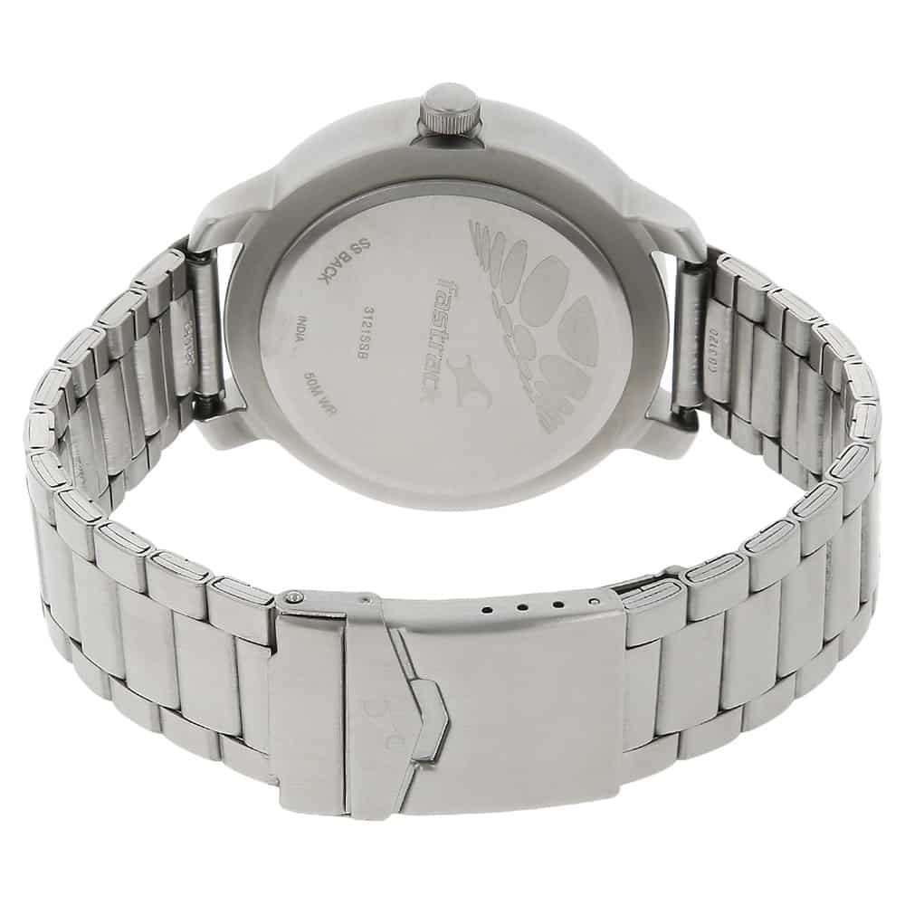 Fastrack BLACK DIAL SILVER STAINLESS STEEL STRAP WATCH 3121SM02