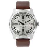 Fastrack Quartz Analog Silver Dial Leather Strap Watch for Guys NS3123SL02