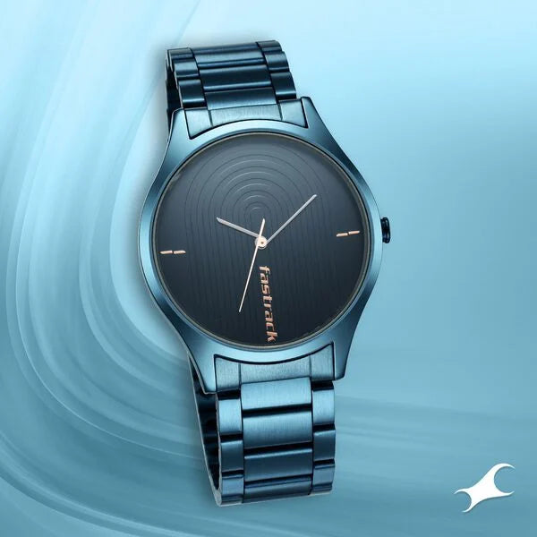 Fastrack Style Up Quartz Analog Blue Dial Stainless Steel Strap Watch for Guys - NS3184QM01