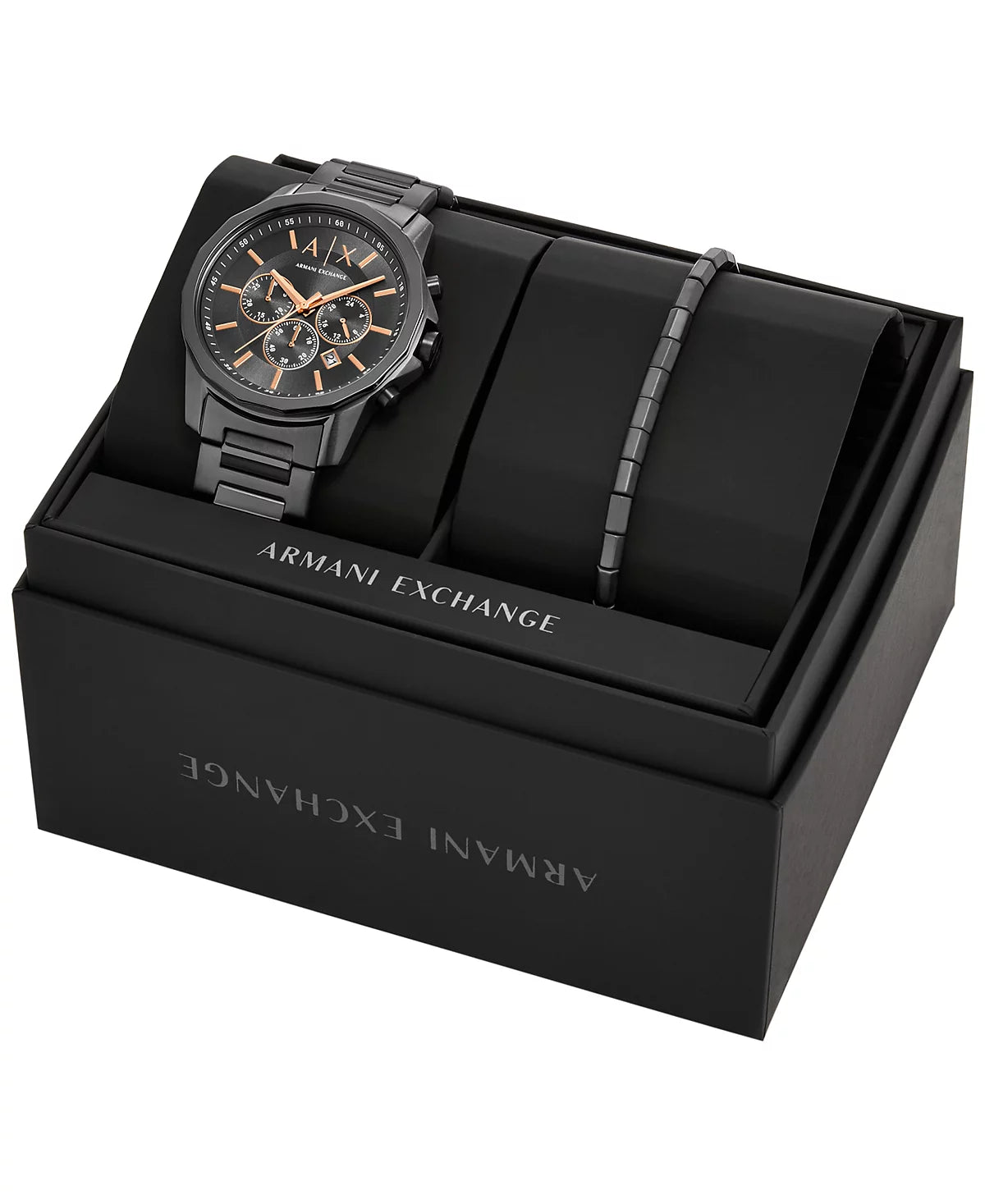 Armani Exchange Men's Quartz Chronograph Gunmetal Stainless-Steel Watch AX7170SET