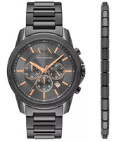 Armani Exchange Men's Quartz Chronograph Gunmetal Stainless-Steel Watch AX7170SET