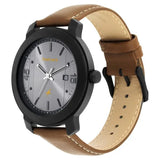 Fastrack Bare Basics Quartz Analog with Date Grey Dial Leather Strap Watch for Guys - 3246NL01
