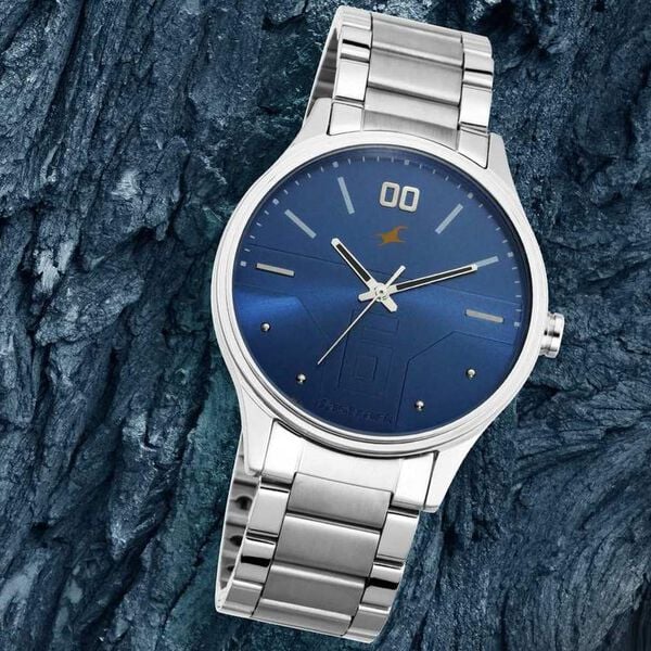 Fastrack Bare Basics Quartz Analog Blue Dial Watch for Guys - 3247SM01 - KRISHNA WATCH COMPANY
