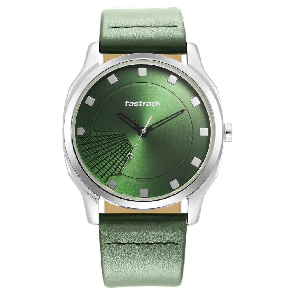 STUNNERS GREEN DIAL LEATHER STRAP WATCH 3255SL02 - KRISHNA WATCH COMPANY