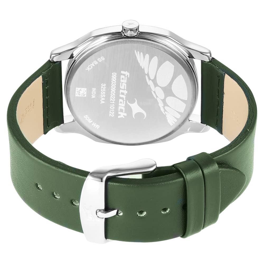 STUNNERS GREEN DIAL LEATHER STRAP WATCH 3255SL02 - KRISHNA WATCH COMPANY