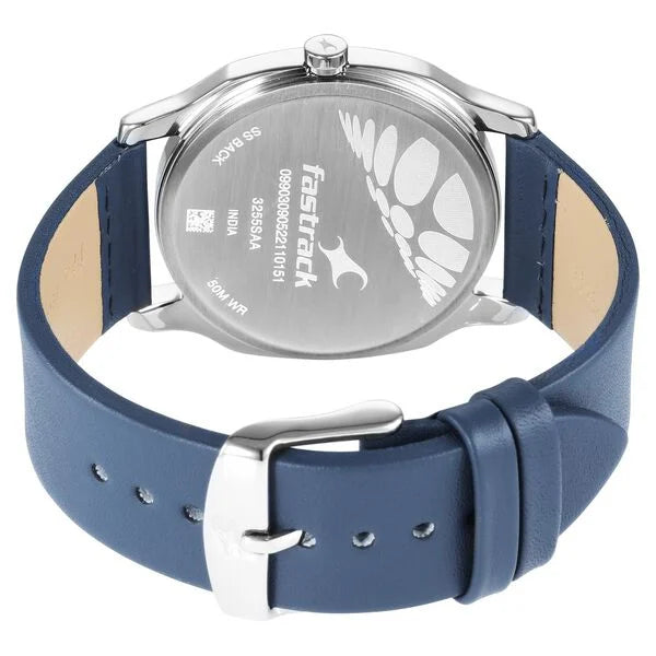 Fastrack Stunners Quartz Analog Silver Dial Leather Strap Watch for Guys - NT3255SL03 - KRISHNA WATCH COMPANY
