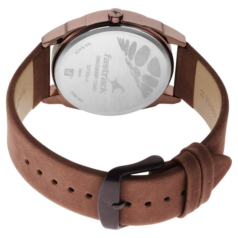 Fastrack AFTER DARK BLACK DIAL LEATHER STRAP WATCH FOR GUYS - 3273QL01 - KRISHNA WATCH COMPANY
