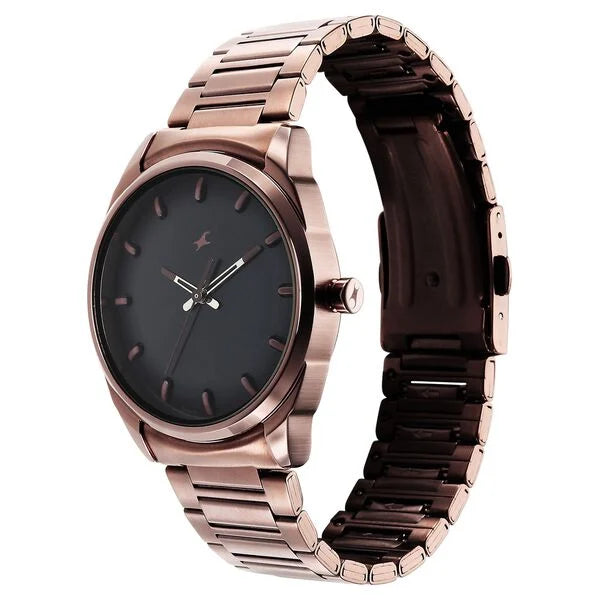Fastrack Quartz Analog Black Dial Brown Watch for Guys - 3273QM01 - KRISHNA WATCH COMPANY