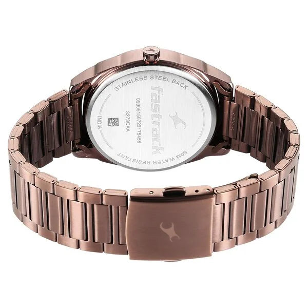 Fastrack Quartz Analog Black Dial Brown Watch for Guys - 3273QM01 - KRISHNA WATCH COMPANY