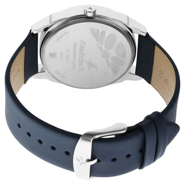Fastrack After Dark White Dial Leather Strap Watch for Guys - 3273SL01 - KRISHNA WATCH COMPANY