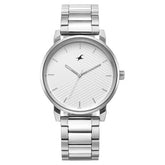 Fastrack Stunners White Dial Metal Strap Watch for Guys 3278sm04