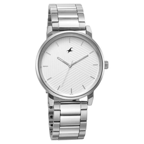 Fastrack Stunners White Dial Metal Strap Watch for Guys 3278sm04 - KRISHNA WATCH COMPANY