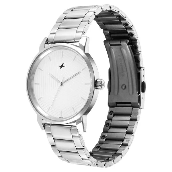 Fastrack Stunners White Dial Metal Strap Watch for Guys 3278sm04 - KRISHNA WATCH COMPANY