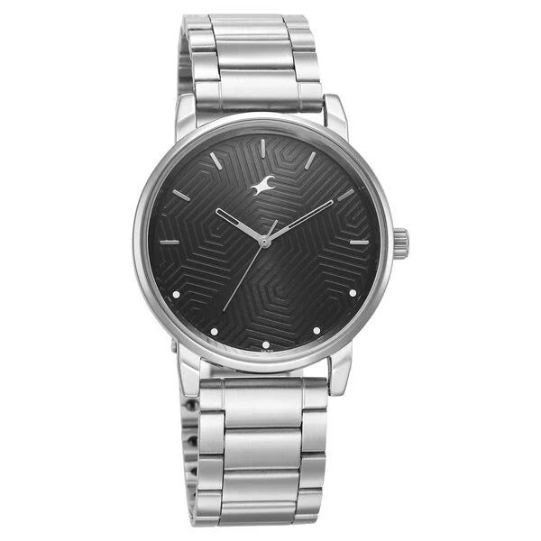 Fastrack Stunners Black Dial Metal Strap Watch for Guys 3278sm05 - KRISHNA WATCH COMPANY