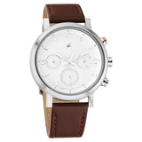 Fastrack Tick Tock Quartz Analog White dial Leather Strap Watch for Guys - NU3287KL02