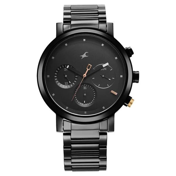 Fastrack Tick Tock Quartz Analog Black Dial With Black Watch for Guys - 3287KM06 - KRISHNA WATCH COMPANY