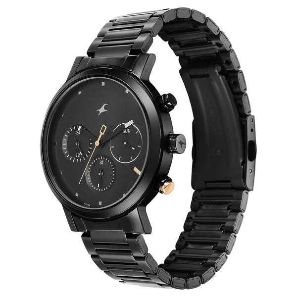 Fastrack Tick Tock Quartz Analog Black Dial With Black Watch for Guys - 3287KM06 - KRISHNA WATCH COMPANY