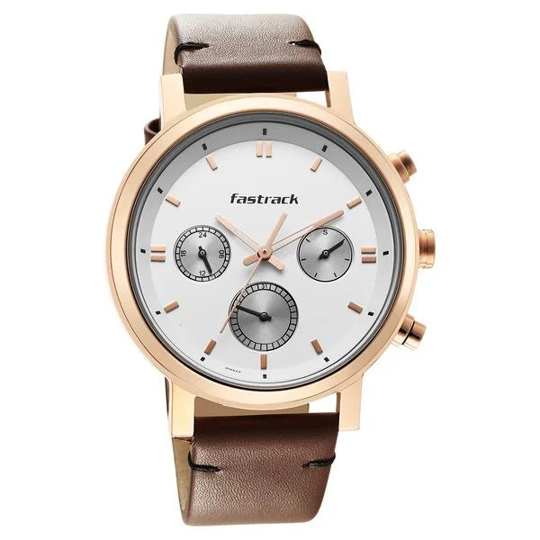Fastrack Tick Tock White Dial Watch for Guys 3287wl01 - KRISHNA WATCH COMPANY