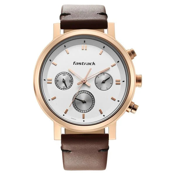 Fastrack Tick Tock White Dial Watch for Guys 3287wl01 - KRISHNA WATCH COMPANY