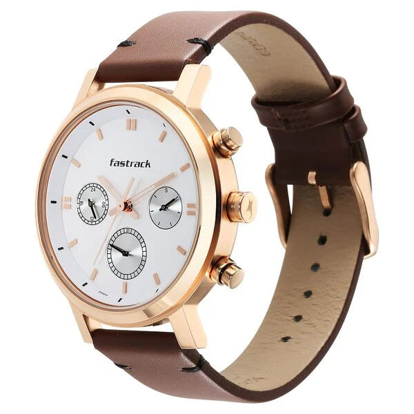 Fastrack Tick Tock White Dial Watch for Guys 3287wl01 - KRISHNA WATCH COMPANY