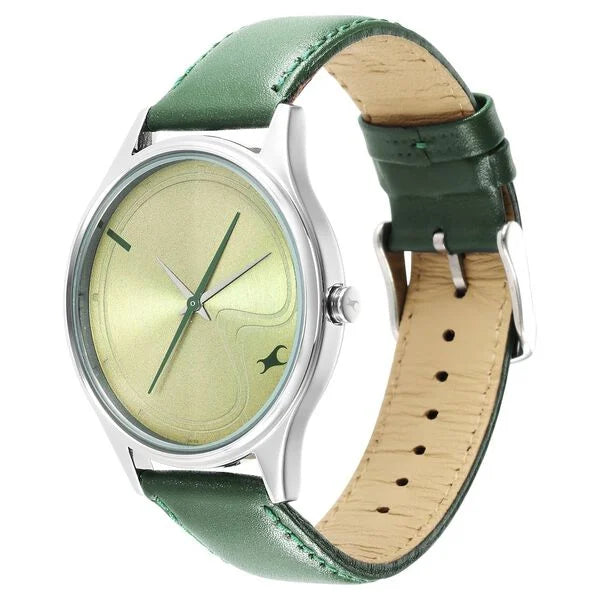 Fastrack Stunners Green Dial Leather Strap Watch for Guys 3290sl02 - KRISHNA WATCH COMPANY