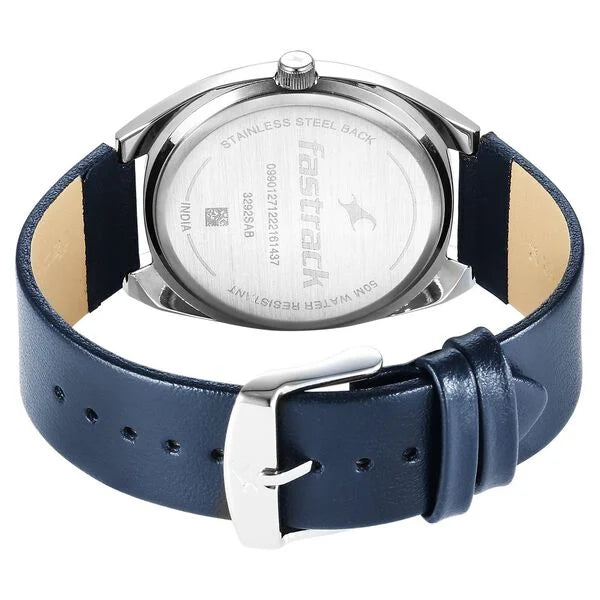 Fastrack Snob X Silver Dial Leather Strap Watch for Guys 3292SL01 - KRISHNA WATCH COMPANY