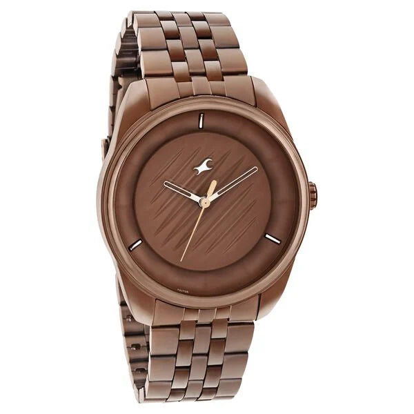 Fastrack Crush Quartz Analog Brown Dial Stainless Steel Strap Watch for Guys - 3300QM01 - KRISHNA WATCH COMPANY
