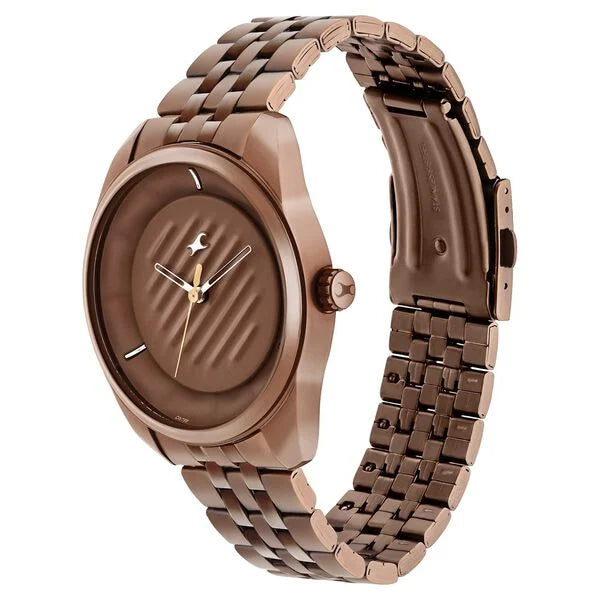 Fastrack Crush Quartz Analog Brown Dial Stainless Steel Strap Watch for Guys - 3300QM01 - KRISHNA WATCH COMPANY