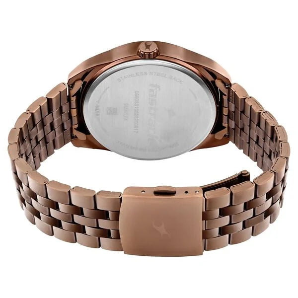 Fastrack Crush Quartz Analog Brown Dial Stainless Steel Strap Watch for Guys - 3300QM01 - KRISHNA WATCH COMPANY