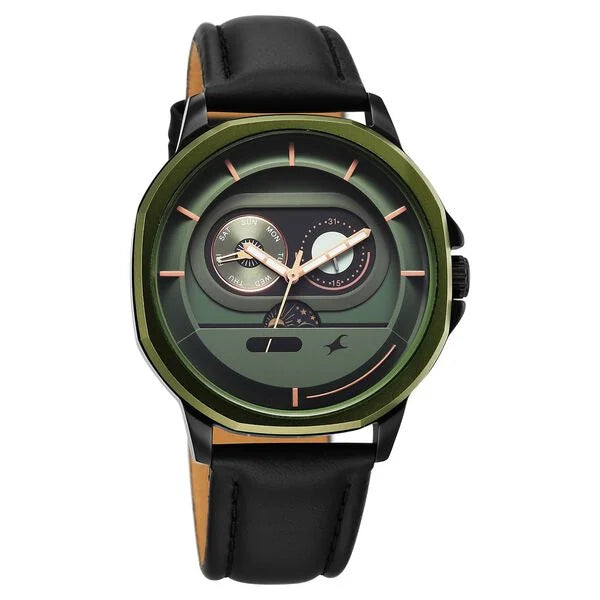 Fastrack Street Opulence Quartz Sun Moon Multifunction Watch For Guys 3303KL01 - KRISHNA WATCH COMPANY