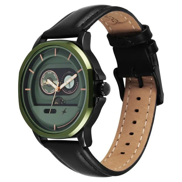 Fastrack Street Opulence Quartz Sun Moon Multifunction Watch For Guys 3303KL01 - KRISHNA WATCH COMPANY