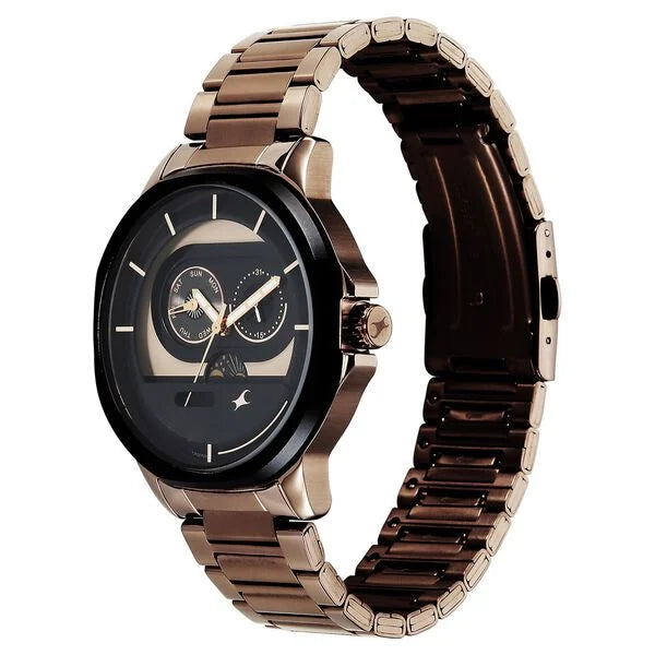 Fastrack Street Opulence Quartz Sun Moon Multifunction Watch For Guys 3303KM06 - KRISHNA WATCH COMPANY