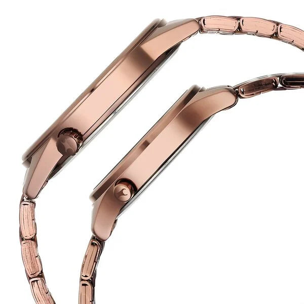 Fastrack Mixmatched Quartz Analog Brown Dial With Brown Metal Strap Watch For Couple 33056296qm02p - KRISHNA WATCH COMPANY