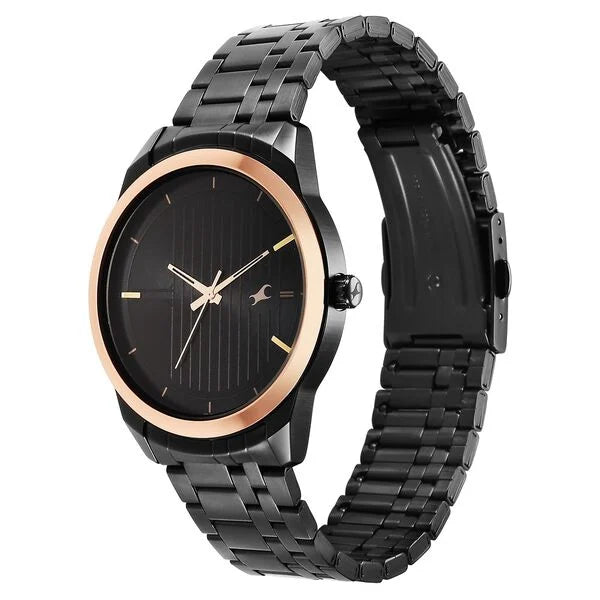 Fastrack Stunners Quartz Analog Black Dial Black Stainless Steel Strap Watch - NT3308KM01 - KRISHNA WATCH COMPANY