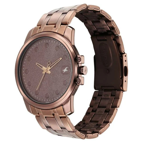 Fastrack Pulse Quartz Analog Brown Dial With Brown Stainless steel Strap Watch for Guys 3314qm02f - KRISHNA WATCH COMPANY