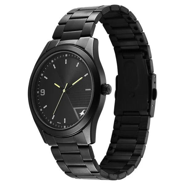 Fastrack Stunners Quartz Analog Black Dial Black Metal Strap Watch For Guys 3317nm01 - KRISHNA WATCH COMPANY