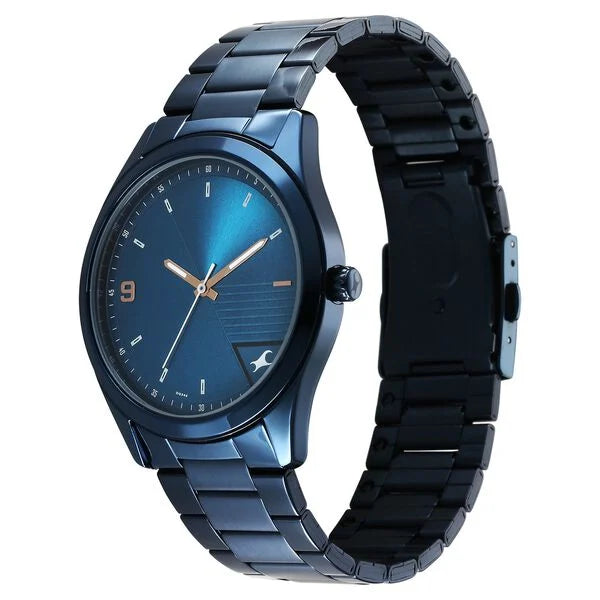 Fastrack Stunners Quartz Analog Blue Dial Blue Metal Strap Watch For Guys - 3317QM01 - KRISHNA WATCH COMPANY
