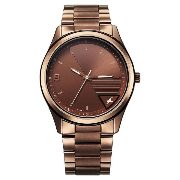 Fastrack Stunners Quartz Analog Brown Dial Brown Metal Strap Watch For Guys 3317qm02 - KRISHNA WATCH COMPANY