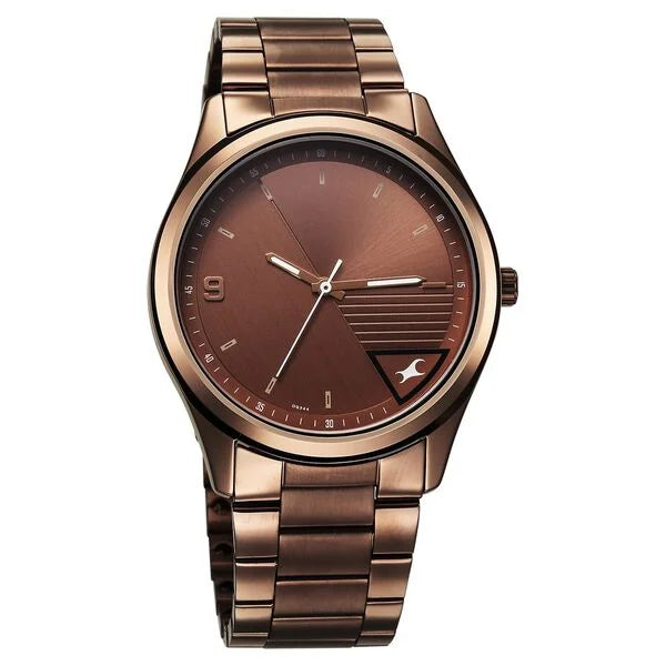 Fastrack Stunners Quartz Analog Brown Dial Brown Metal Strap Watch For Guys 3317qm02 - KRISHNA WATCH COMPANY