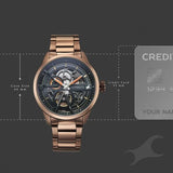 Fastrack Automatics Black Dial Brown Metal Strap Automatic Watch For Guys 3318qm01