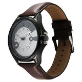 Fastrack Groove Quartz Analog with Date Two Toned Dial Brown Leather Strap Watch For Guys 3323ql01