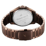 Fastrack Groove Quartz Analog with Date Black Dial Brown Stainless Steel Strap Watch For Guys 3323qm01