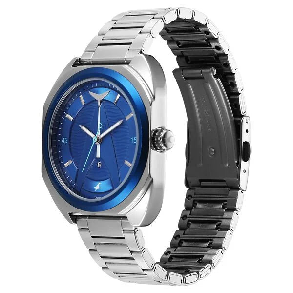 Fastrack Oceanyx Blue Dial Silver Strap Watch For Guys - 3326KM01 - KRISHNA WATCH COMPANY