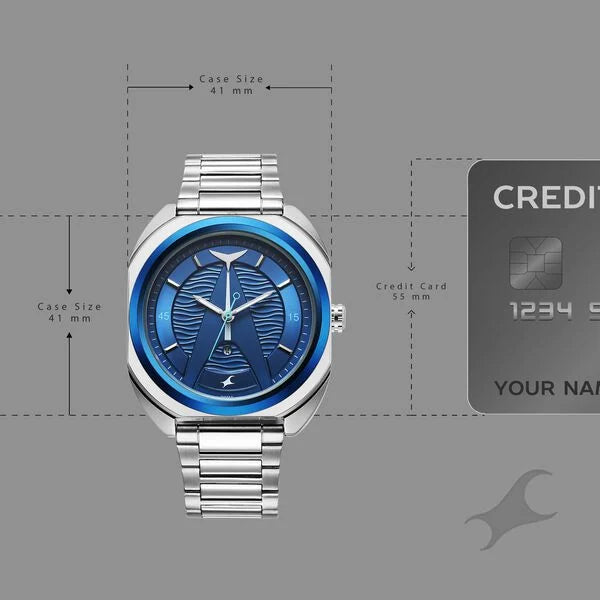 Fastrack Oceanyx Blue Dial Silver Strap Watch For Guys - 3326KM01 - KRISHNA WATCH COMPANY