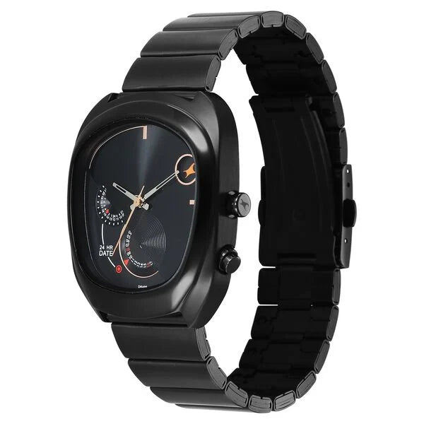 Fastrack UFO Quartz Black Dial Black Watch For Guys 3327nm01 - KRISHNA WATCH COMPANY